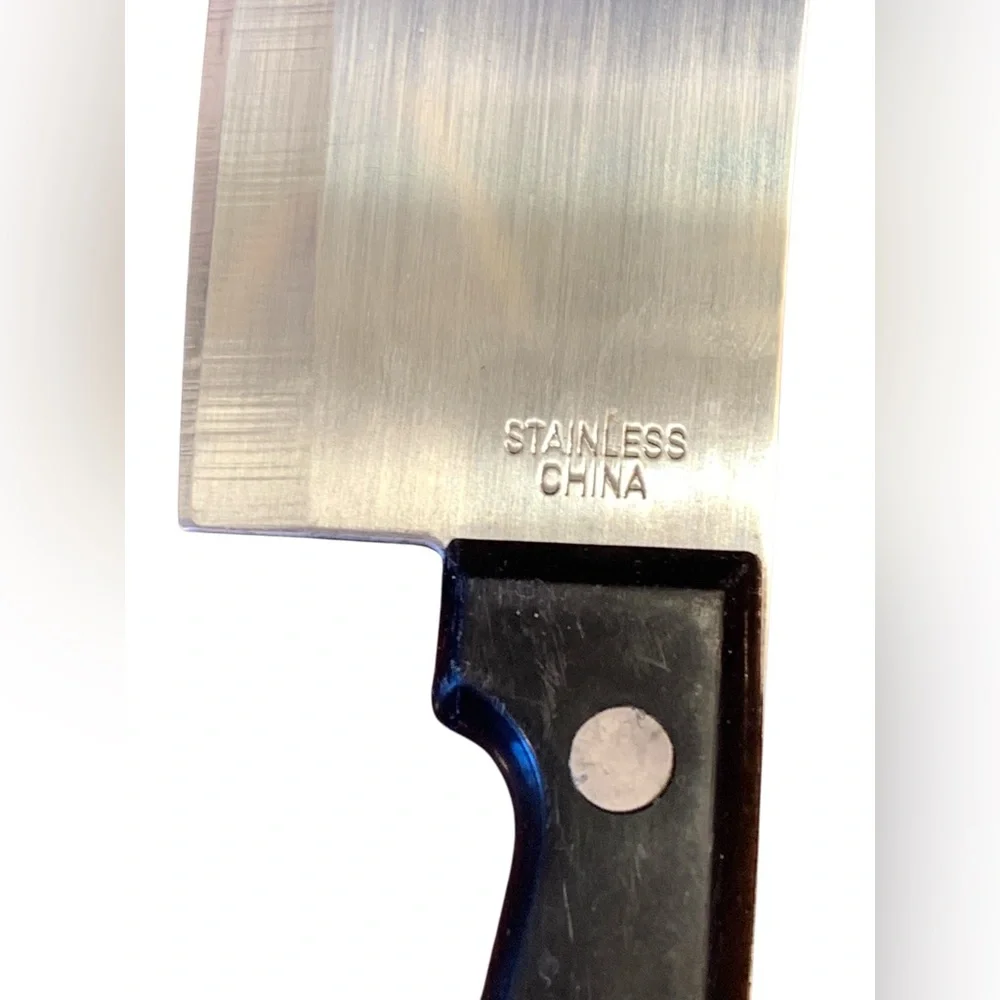 Stainless Steel Kitchen Cheese Cleaver with Black Handle Silverware Cooking Tool